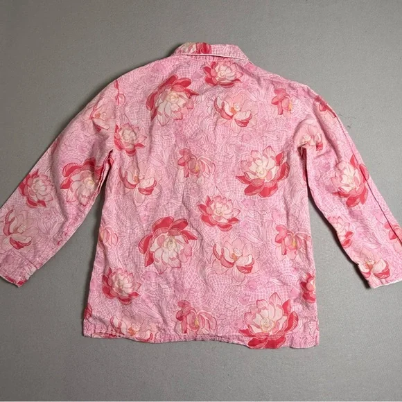 Lilly Pulitzer Pink Top Pink Flowers Buttons Cotton 3/4 Top XS Floral Blouse - Picture 2 of 10